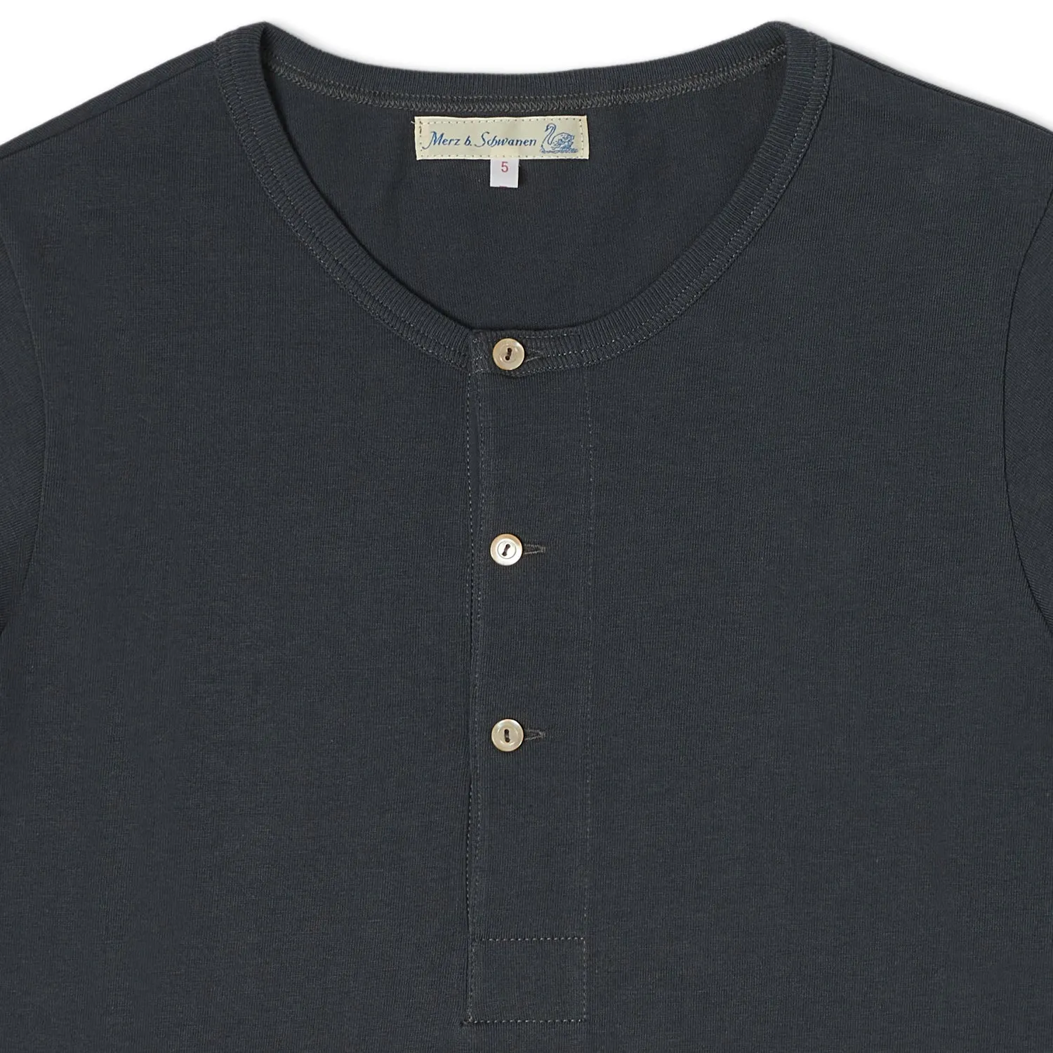 Merz b. Schwanen 204 Button Facing Tee - Navy