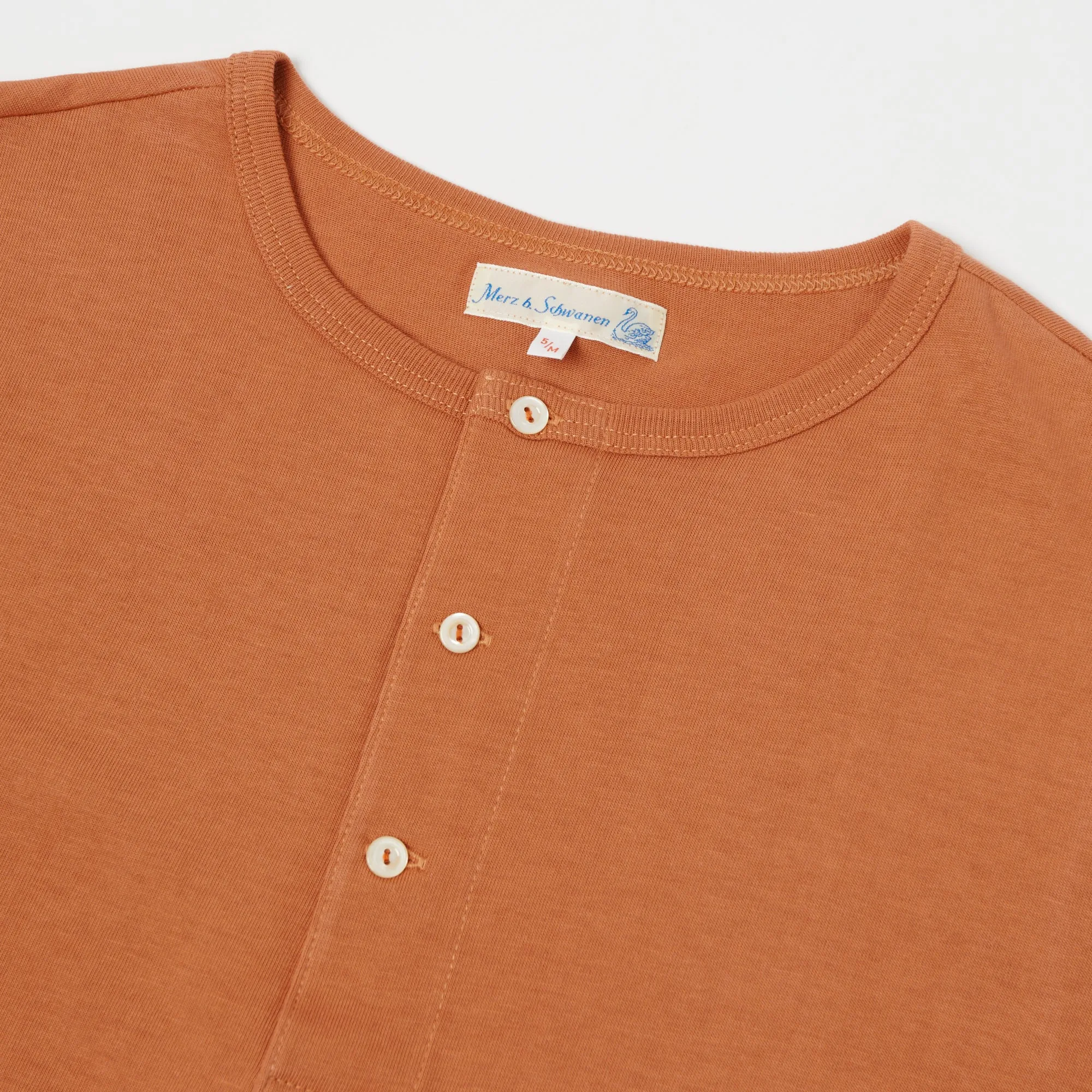 Merz b. Schwanen 207 Short Sleeve Henley - Sunset