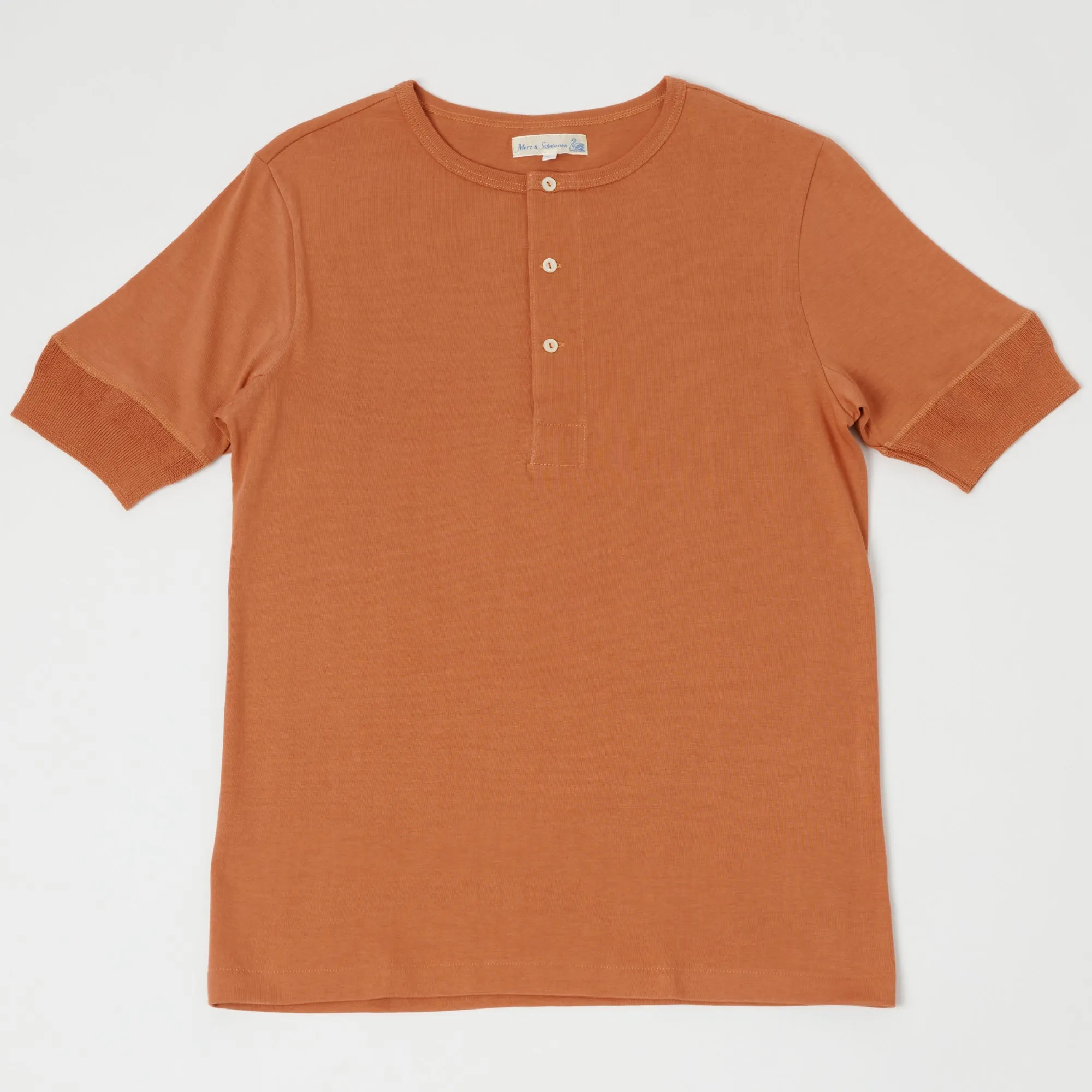 Merz b. Schwanen 207 Short Sleeve Henley - Sunset