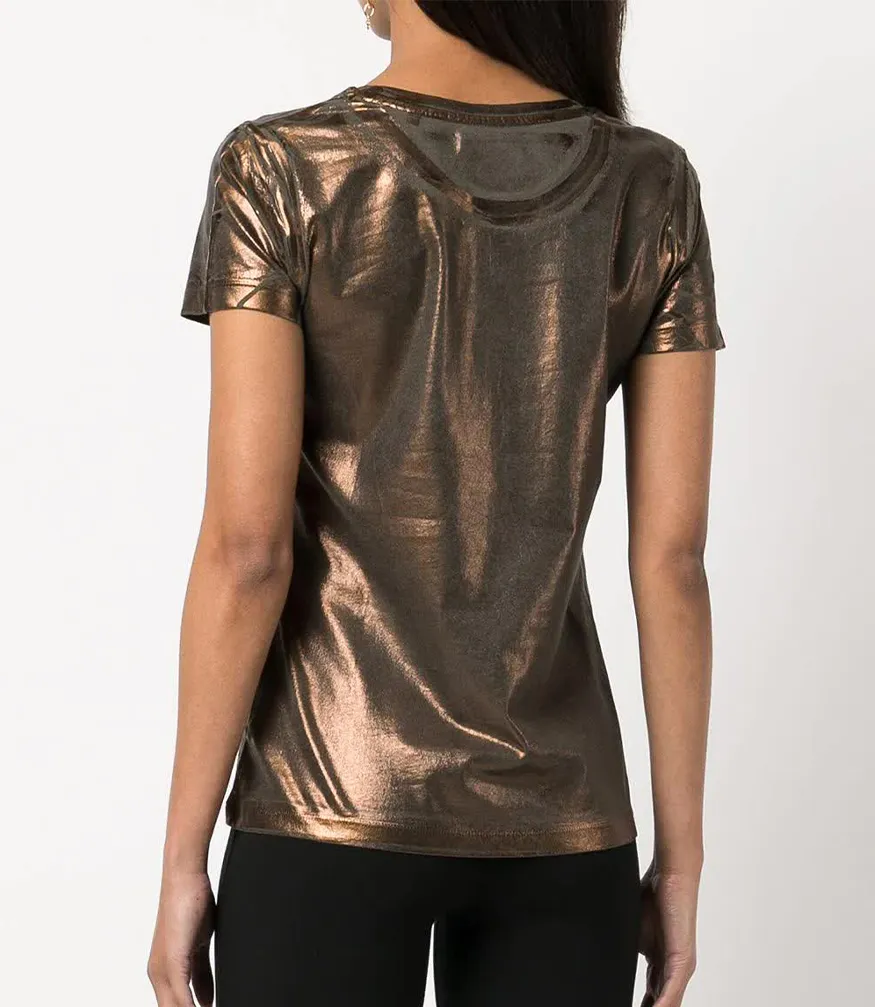 Metallic Coated Cotton T-Shirt