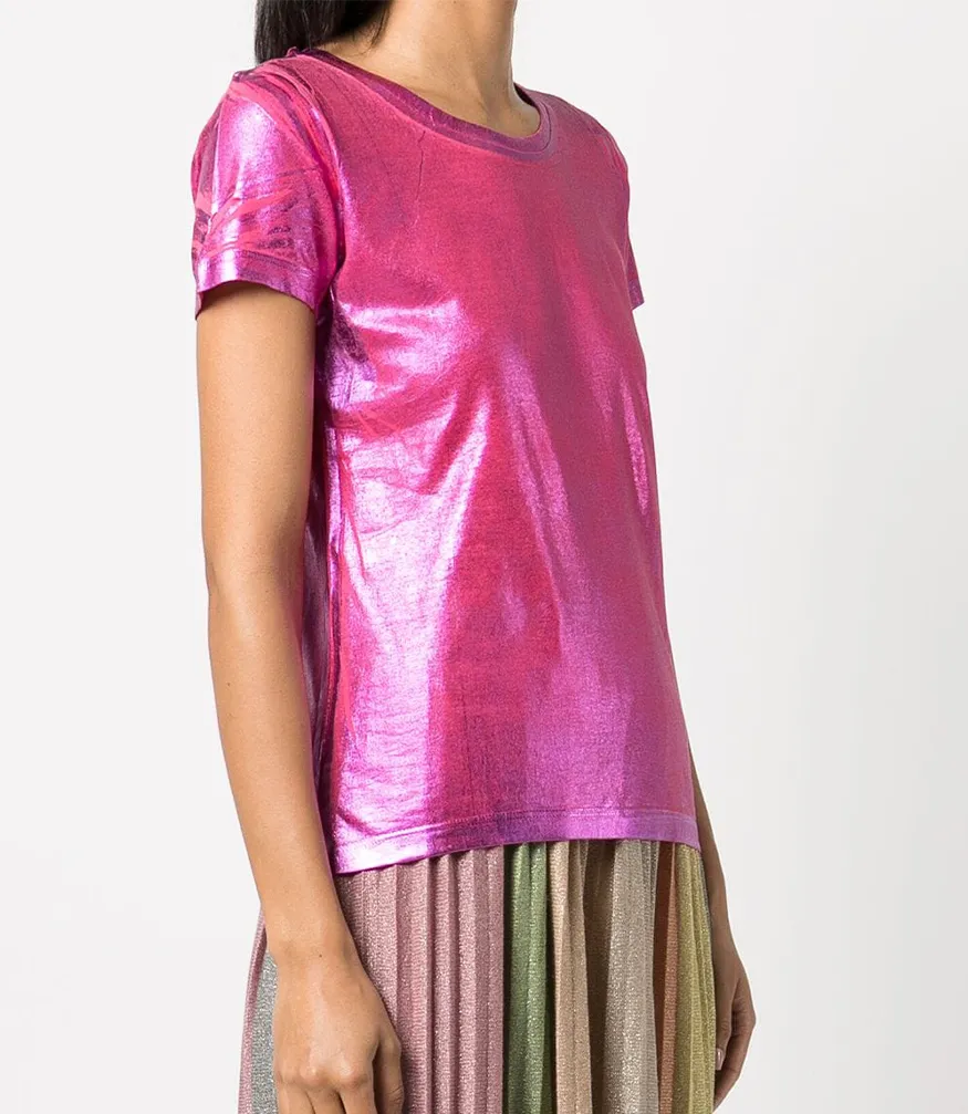 Metallic Coated Cotton T-Shirt