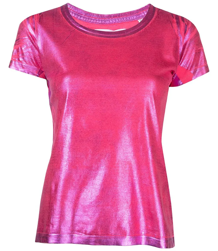 Metallic Coated Cotton T-Shirt