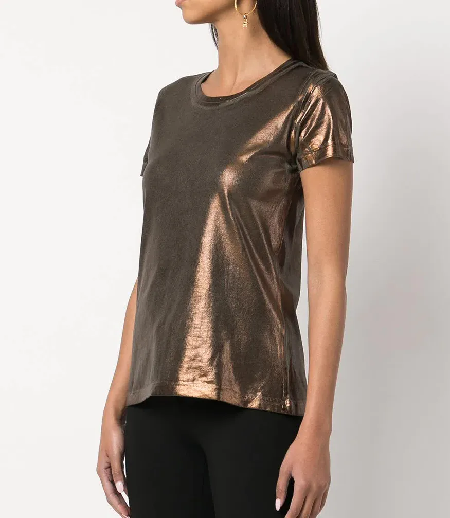 Metallic Coated Cotton T-Shirt