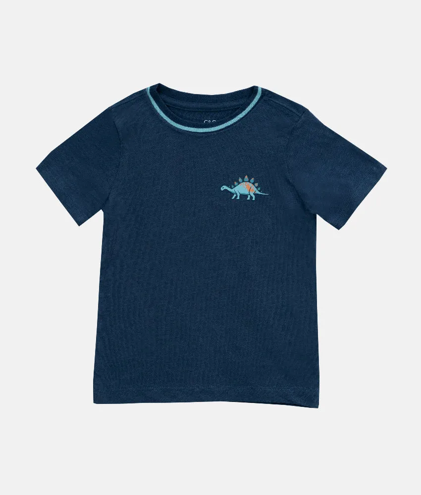 Metallic Grey Boys Dino T-Shirt