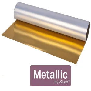 Metallic Heat Transfer Vinyl - 12x14" Sheet Siser Metallic HTV, Gold Metallic HTV, SIlver Metallic HTV, Gold Foil, Silver Foil Siser Heat Transfer Vinyl, Mirror htv