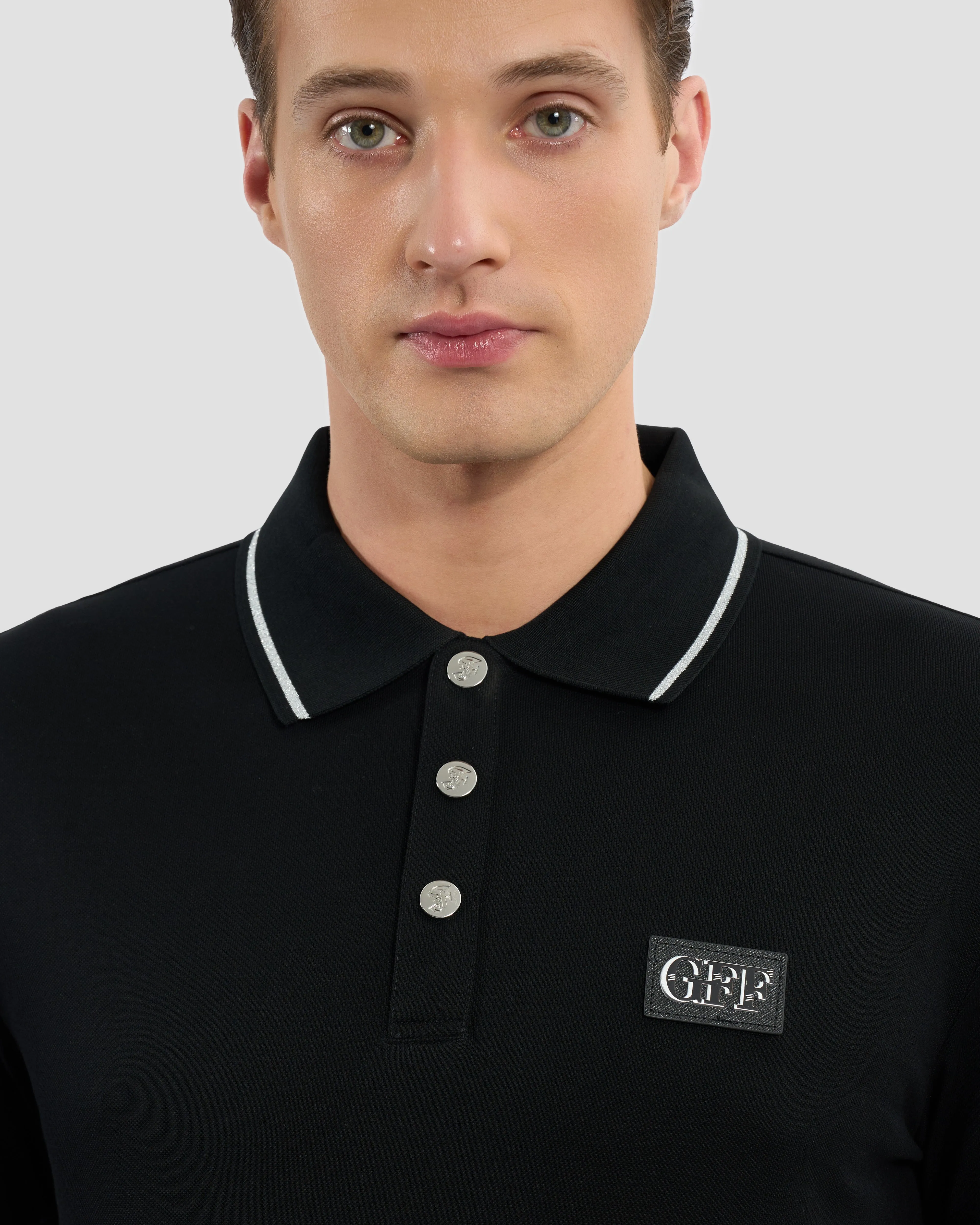 Metallic Trim Accented Polo Shirt