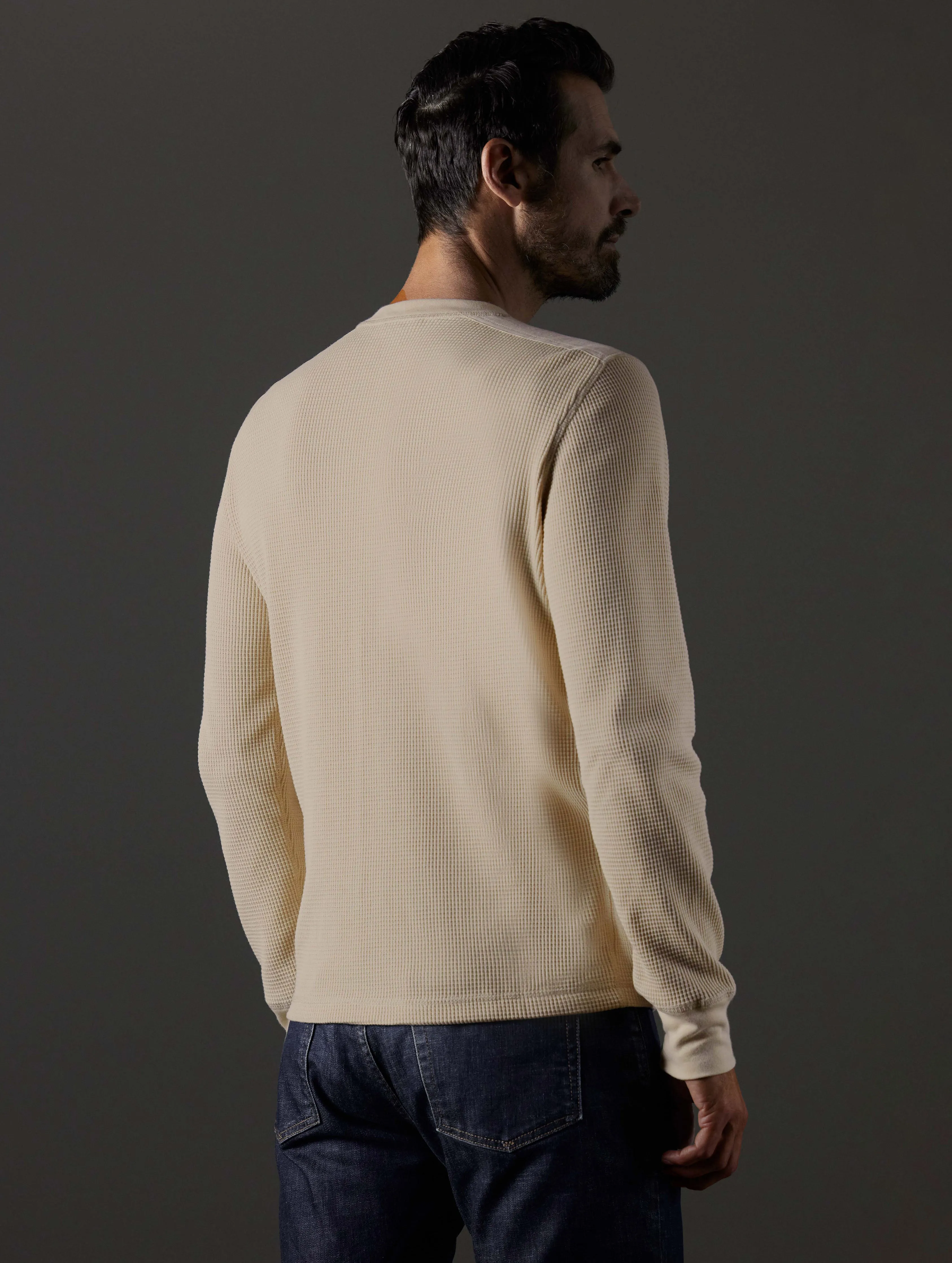 Milford Waffle Henley - Bone