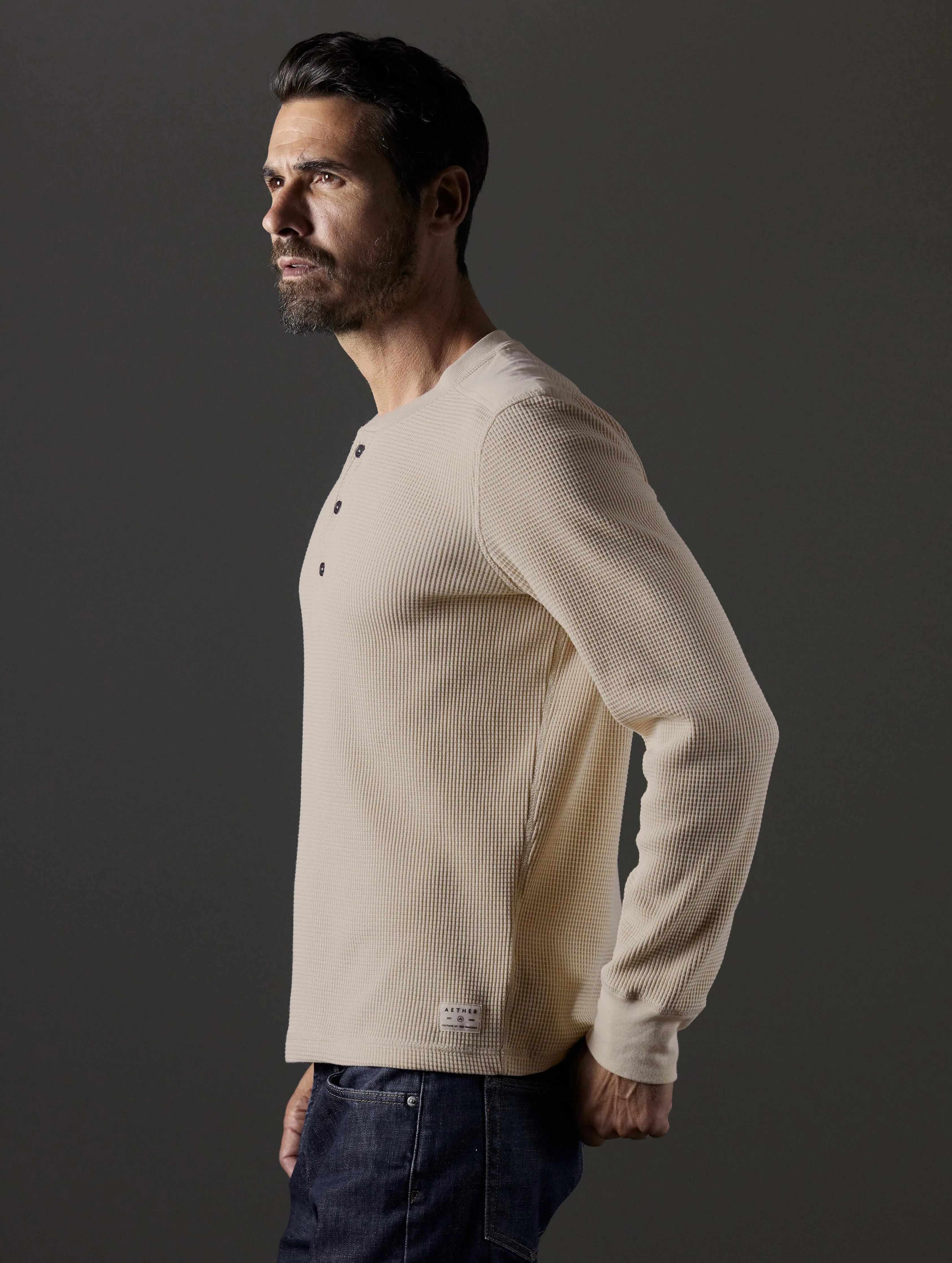 Milford Waffle Henley - Bone