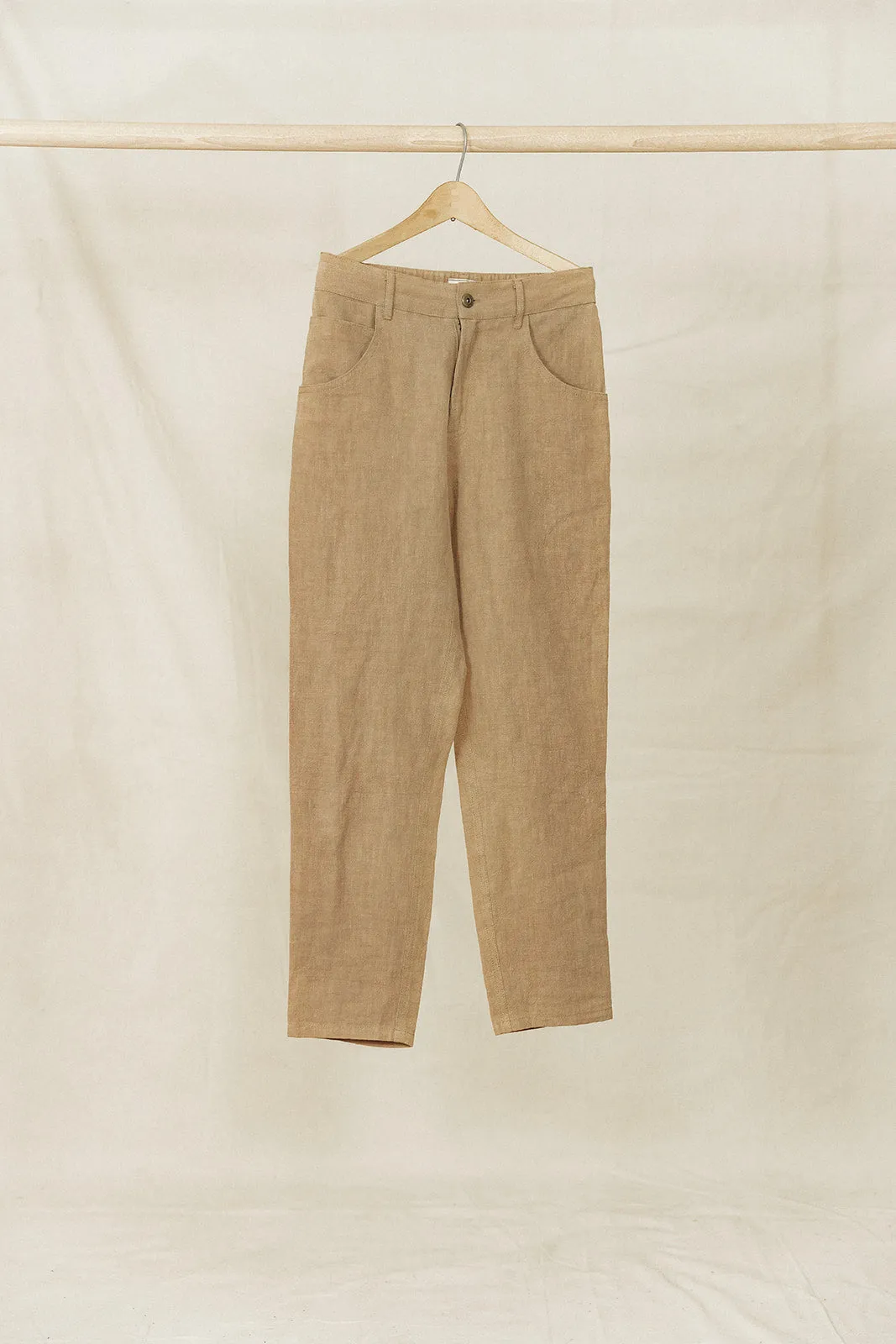 Miller - Textured Linen Pants - Light Brown