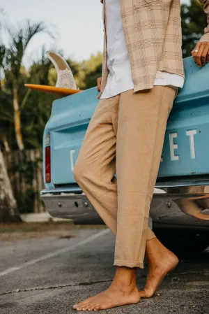 Miller - Textured Linen Pants - Light Brown