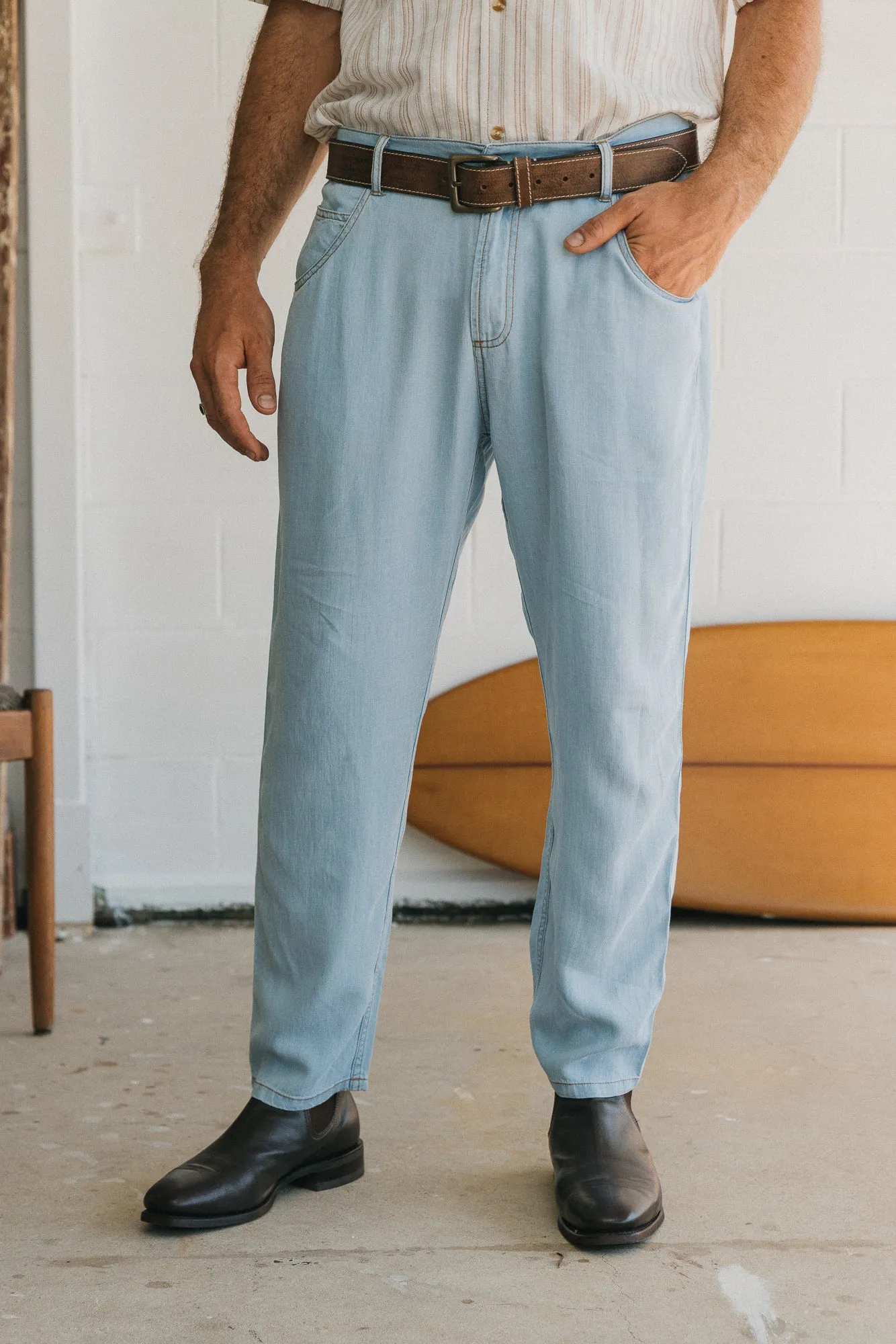 Miller Textured Pants - Light Denim