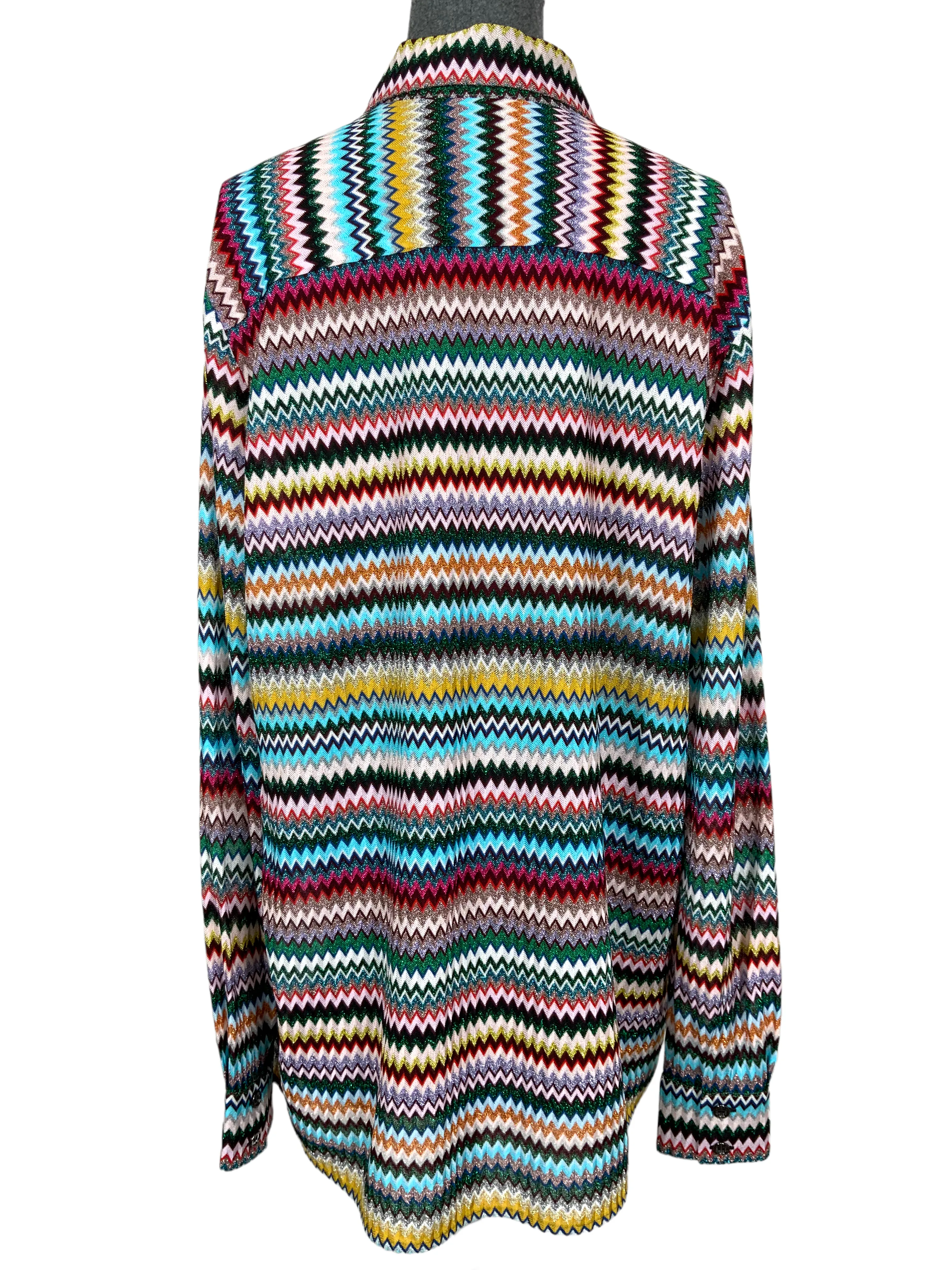 MISSONI Metallic Chevron Collared Shirt Size L