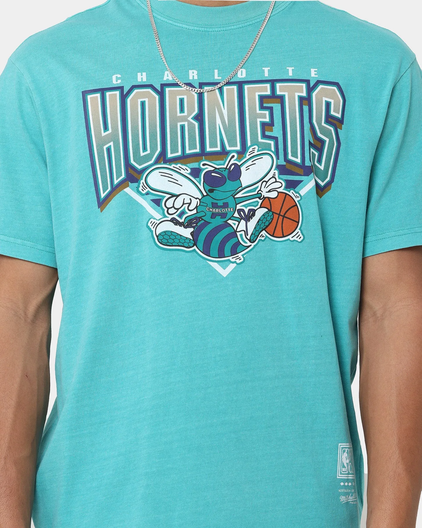 Mitchell & Ness Charlotte Hornets Metallic Shadow T-Shirt Faded Teal