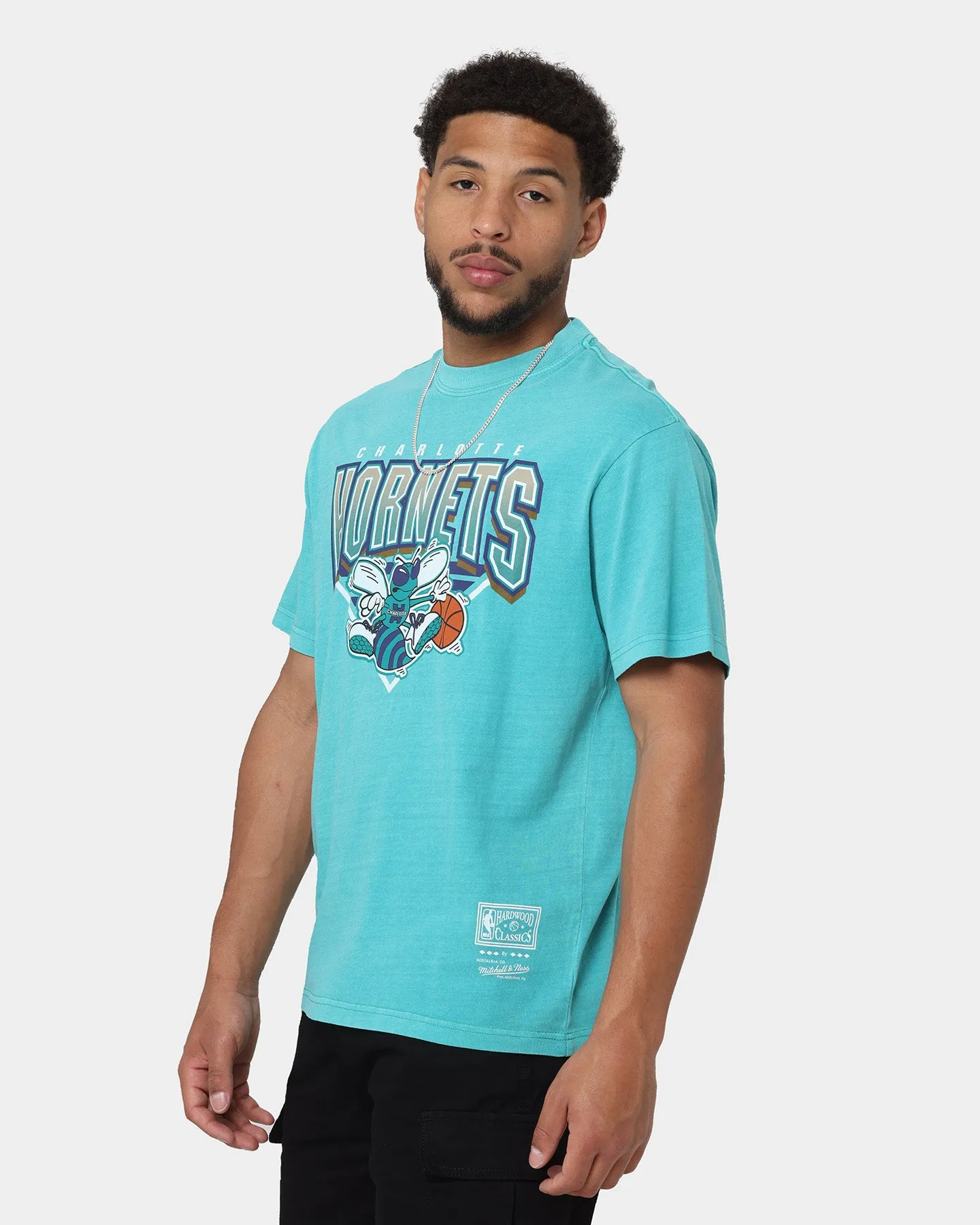 Mitchell & Ness Charlotte Hornets Metallic Shadow T-Shirt Faded Teal