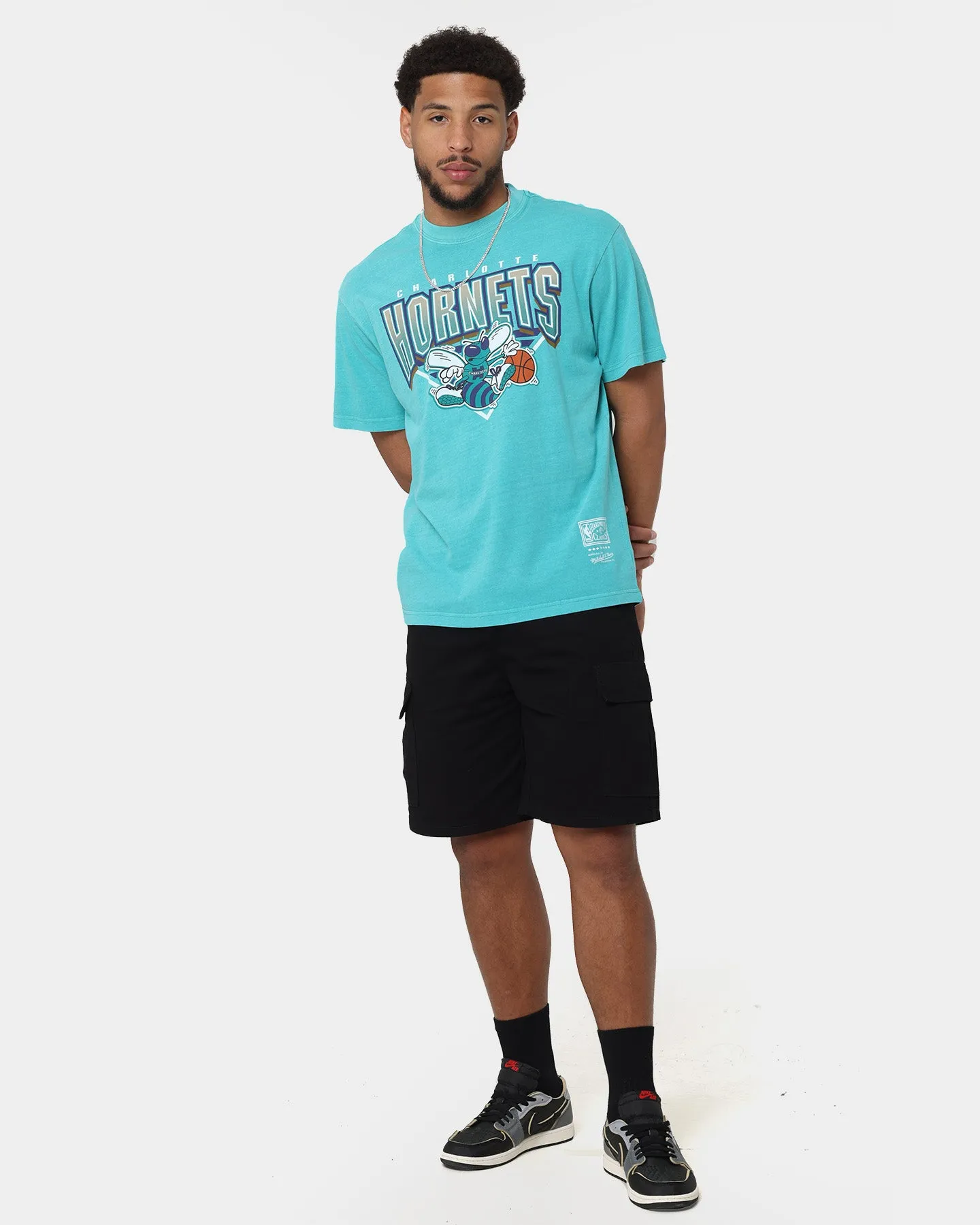 Mitchell & Ness Charlotte Hornets Metallic Shadow T-Shirt Faded Teal