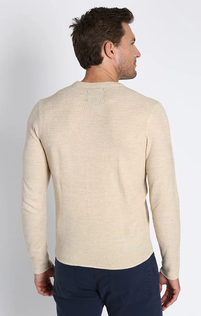 Mixed Stitch Waffle Sweater Henley