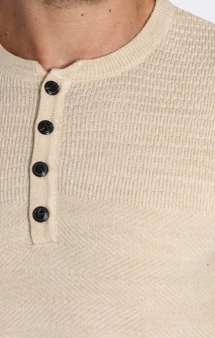 Mixed Stitch Waffle Sweater Henley