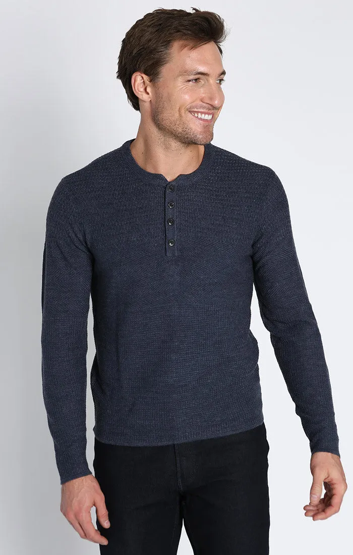 Mixed Stitch Waffle Sweater Henley