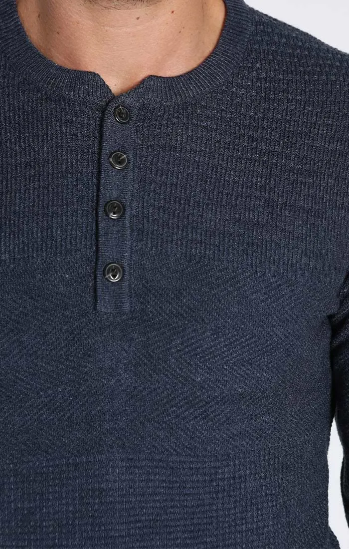 Mixed Stitch Waffle Sweater Henley