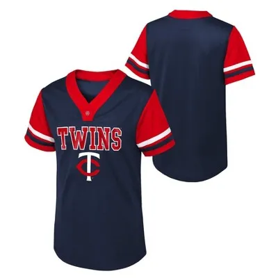 MLB Minnesota Twins Girls' Henley Team Jersey - XS