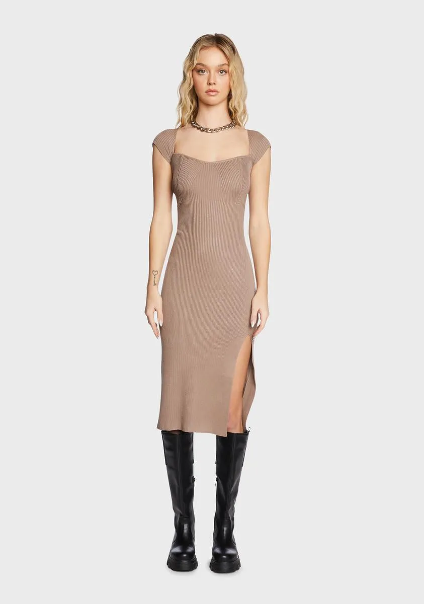 Mocha Big Reveal Midi Dress