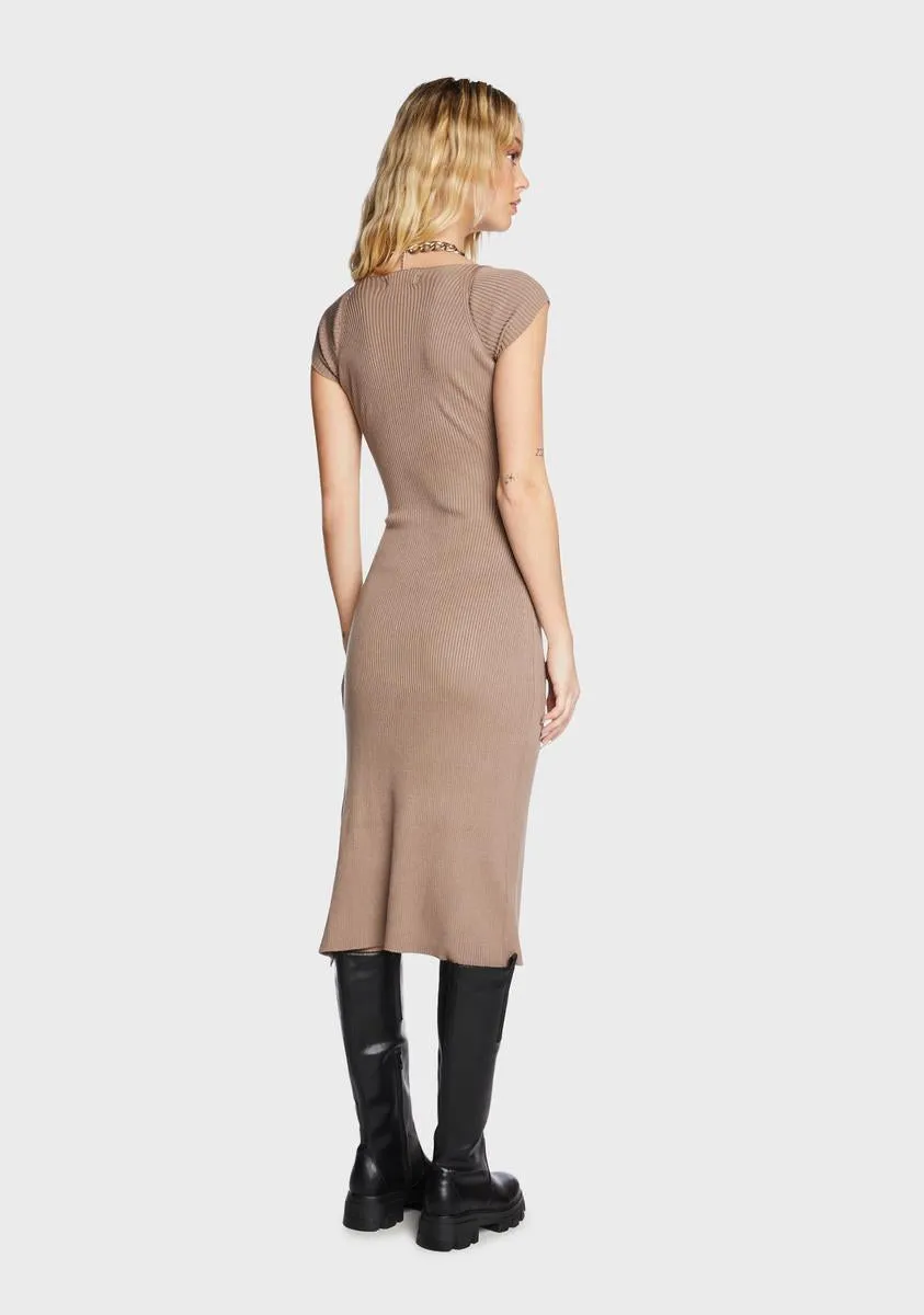 Mocha Big Reveal Midi Dress