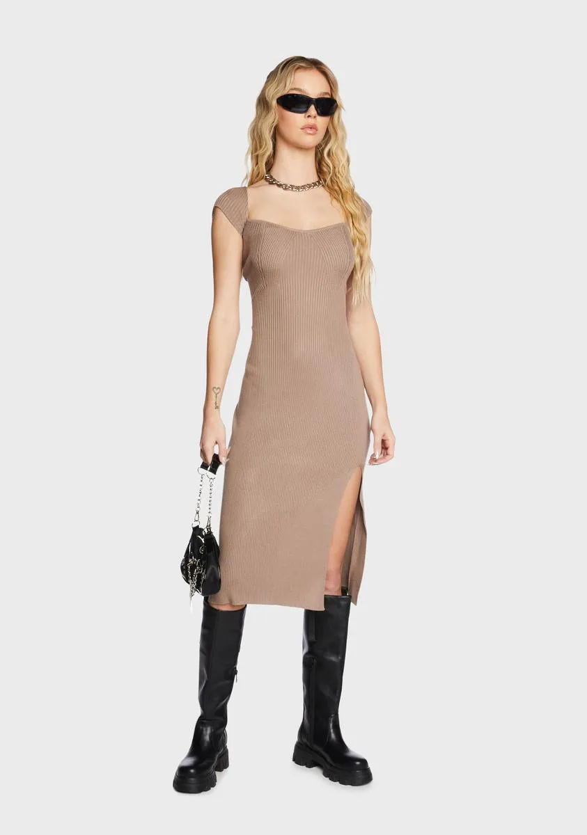 Mocha Big Reveal Midi Dress