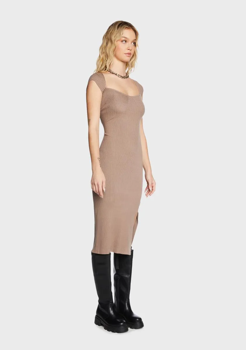 Mocha Big Reveal Midi Dress