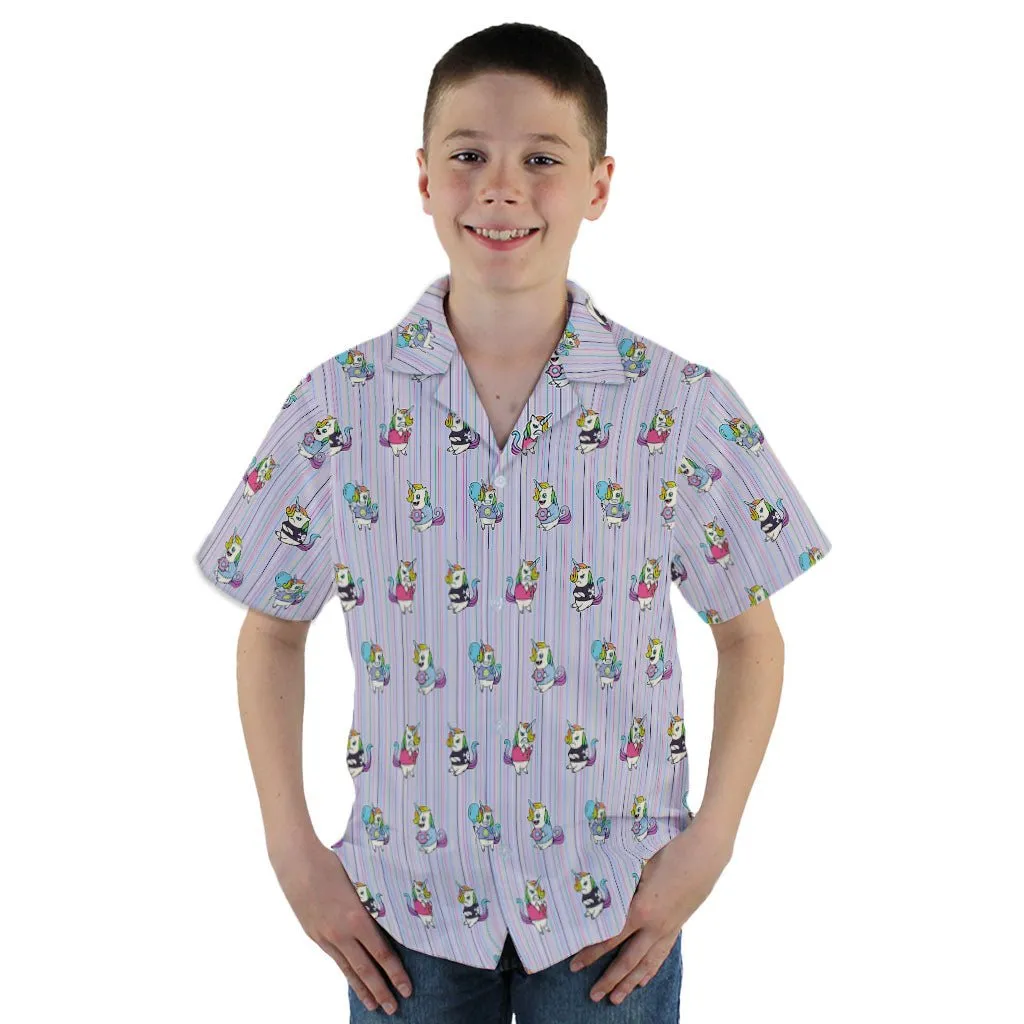 Moodicorn Rainbow Stripes Youth Hawaiian Shirt