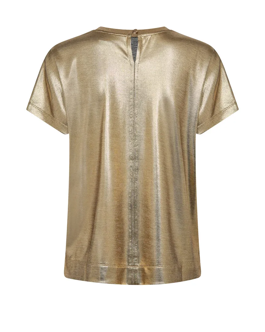 Mos Mosh Nivola O-Neck Metallic Tee-Gold-167520