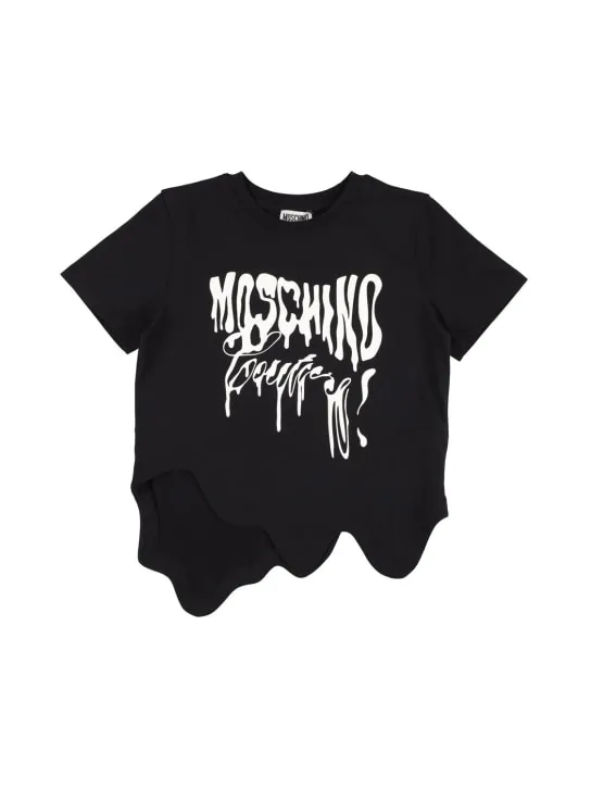 Moschino   Asymmetric cotton jersey t-shirt w/logo 