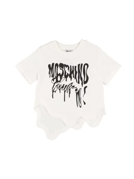 Moschino   Asymmetric cotton jersey t-shirt w/logo 