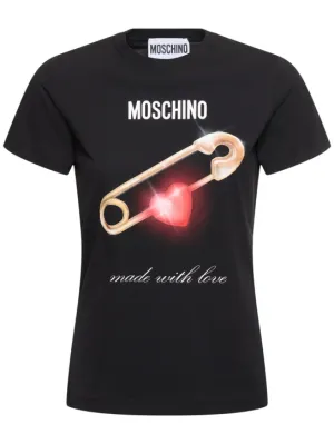 Moschino   Printed cotton jersey t-shirt 