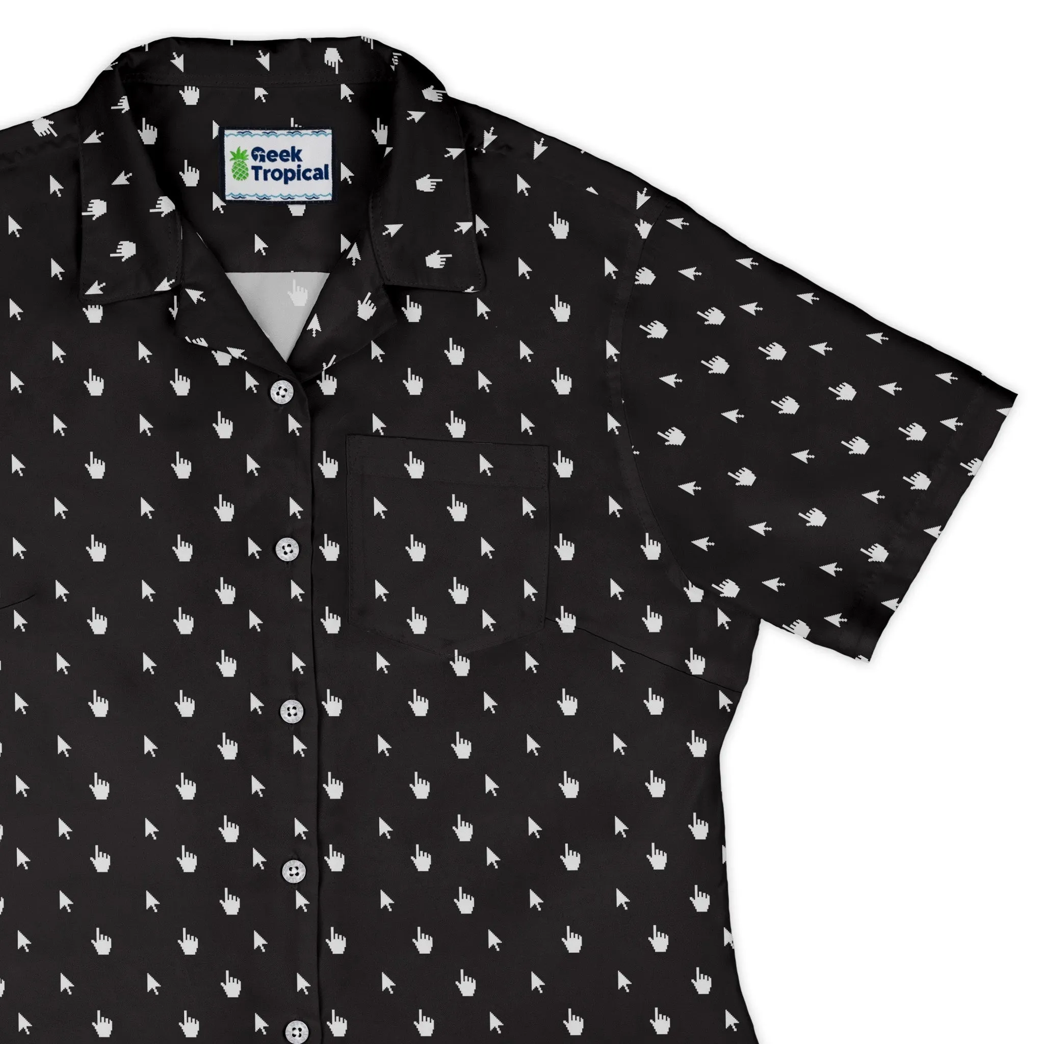 Mouse Pointers Cursor Curvy Button Up Shirt