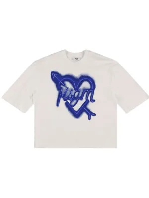 MSGM   Heart printed cotton jersey t-shirt 