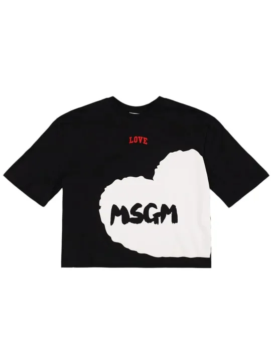 MSGM   Love logo printed cotton jersey t-shirt 