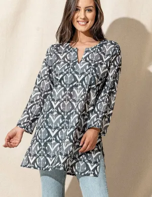 Nala Indian Cotton Tunic - Abstract Grey