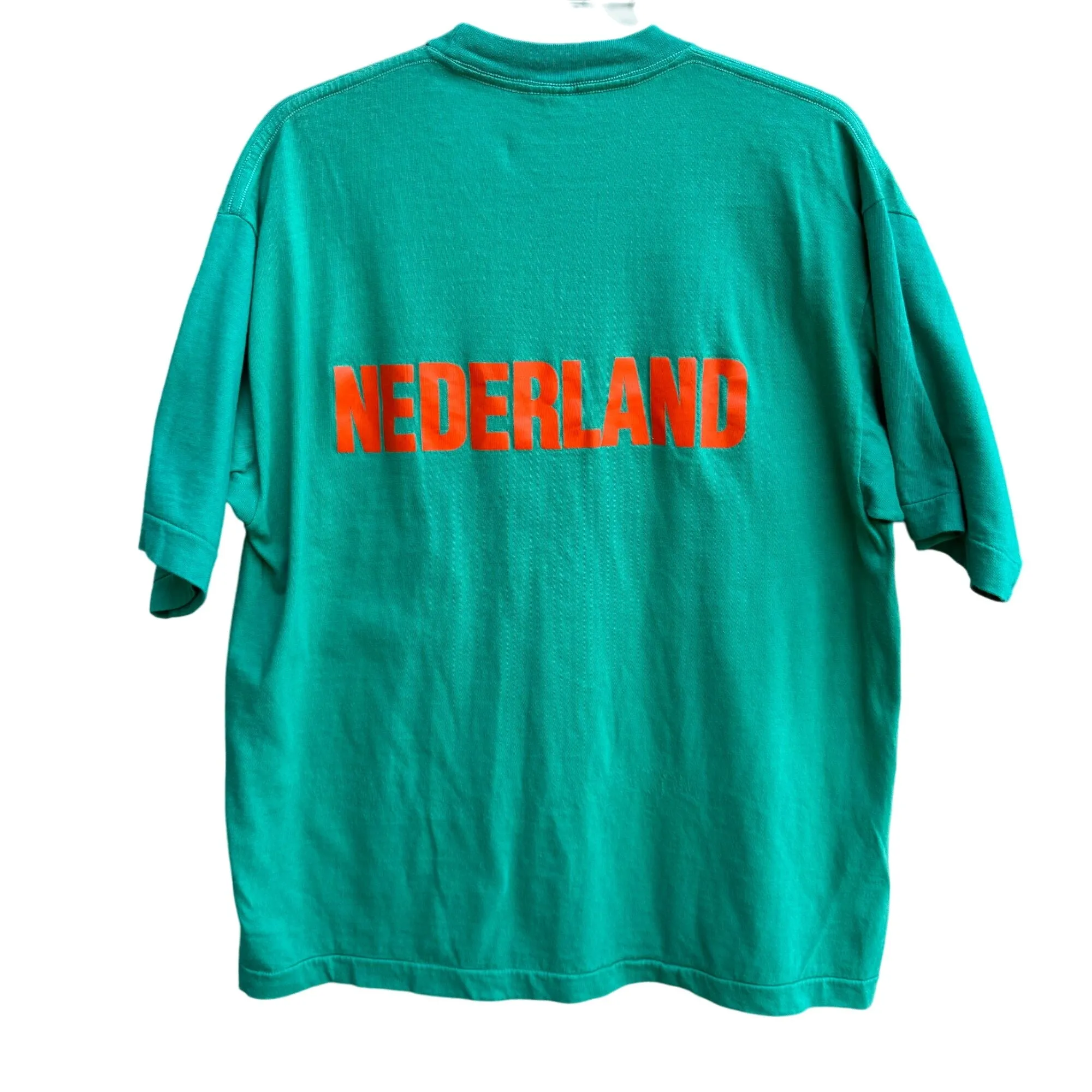 Nederland NNR Vintage Mens Graphic Print Green T-Shirt Teal Short Sleeve Large