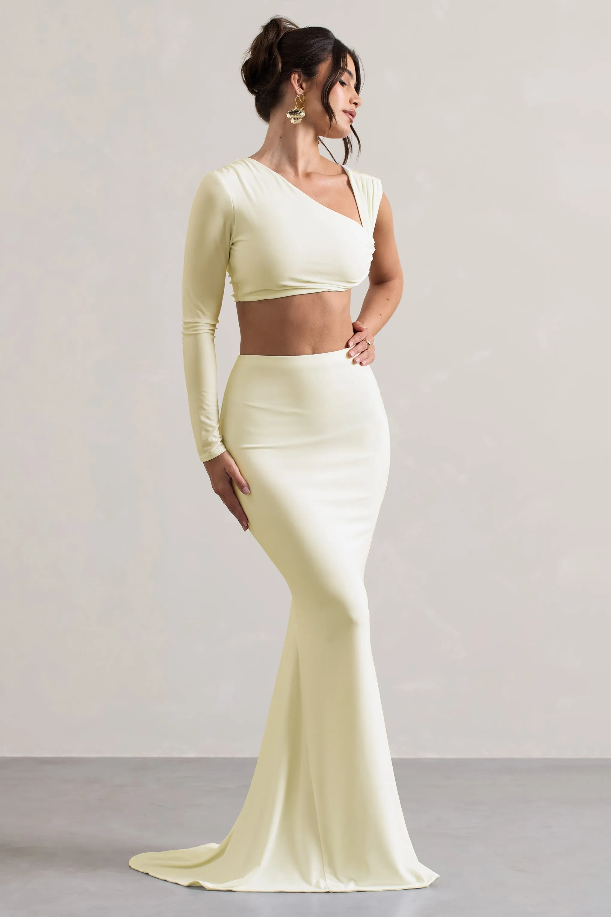 Neomie | Cream Fishtail Maxi Skirt