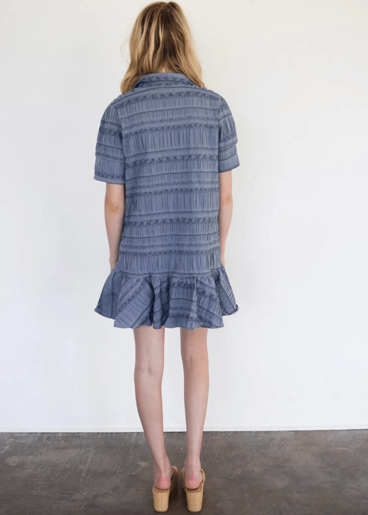 Never a Wallflower Everything Short Dress Blue Jacquard