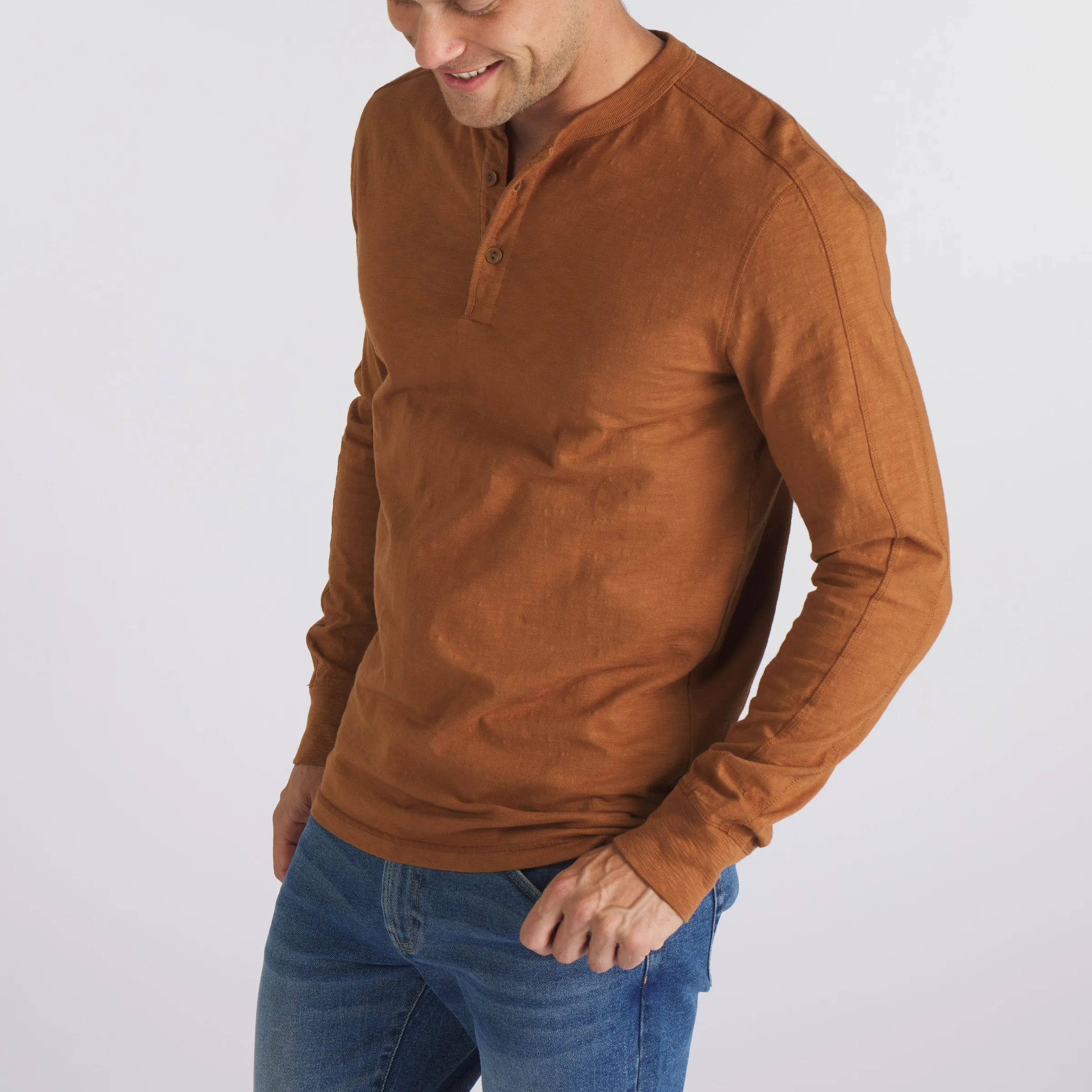 New Cooper Garment Dyed Henley - Monks Robe