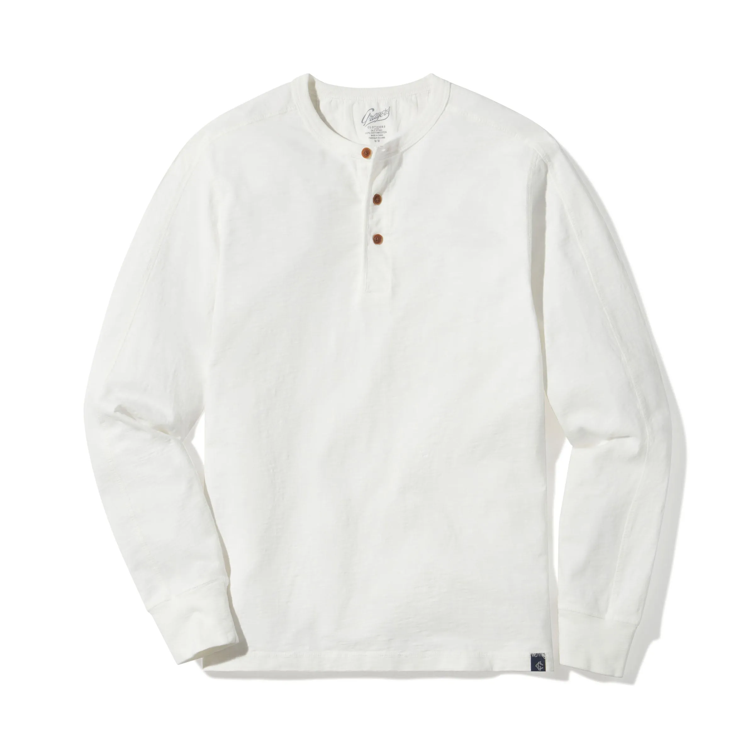 New Cooper Garment Dyed Henley - White