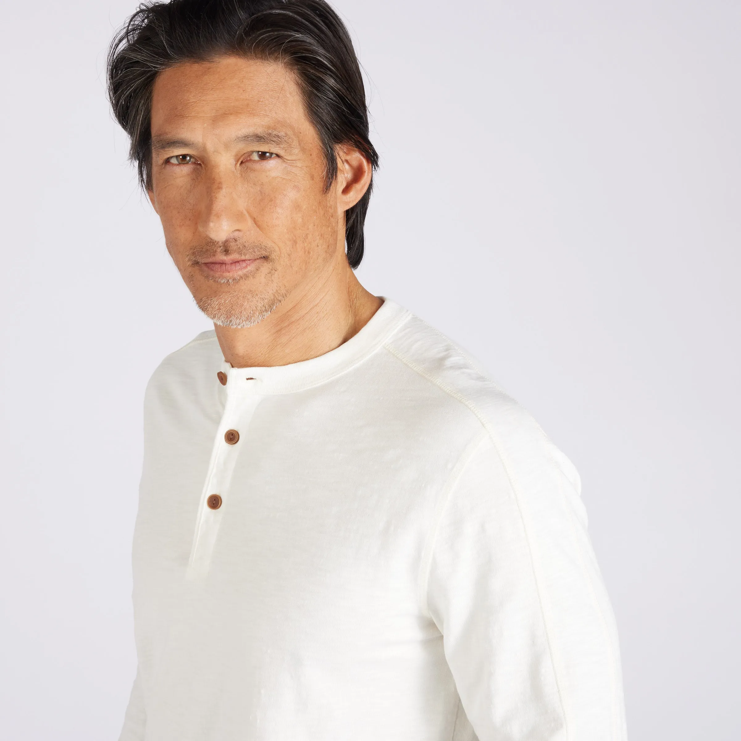 New Cooper Garment Dyed Henley - White