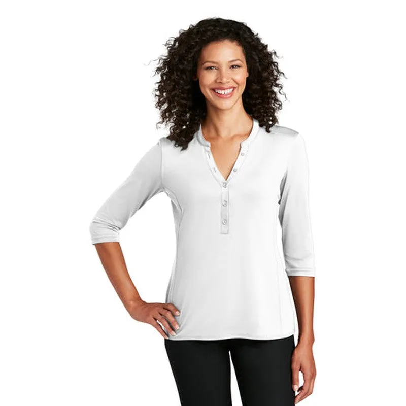 NEW JWMI - Port Authority ® Ladies UV Choice Pique Henley - White