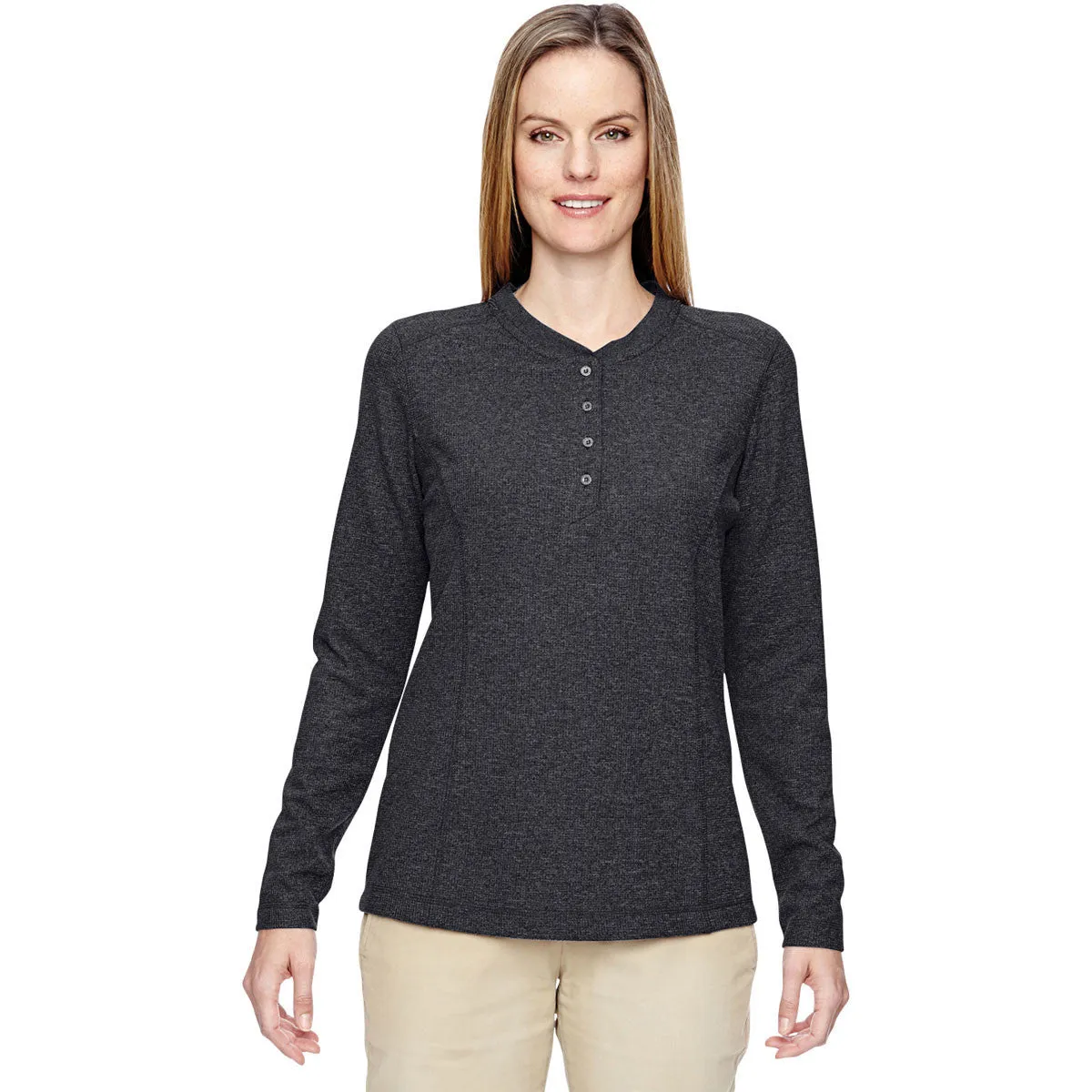 North End Women's Navy Excursion Nomad Performance Waffle Henley