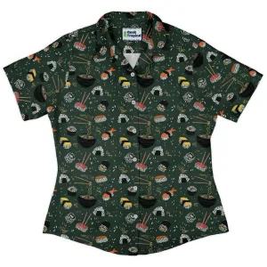 Oishi Sushi Green Curvy Button Up Shirt