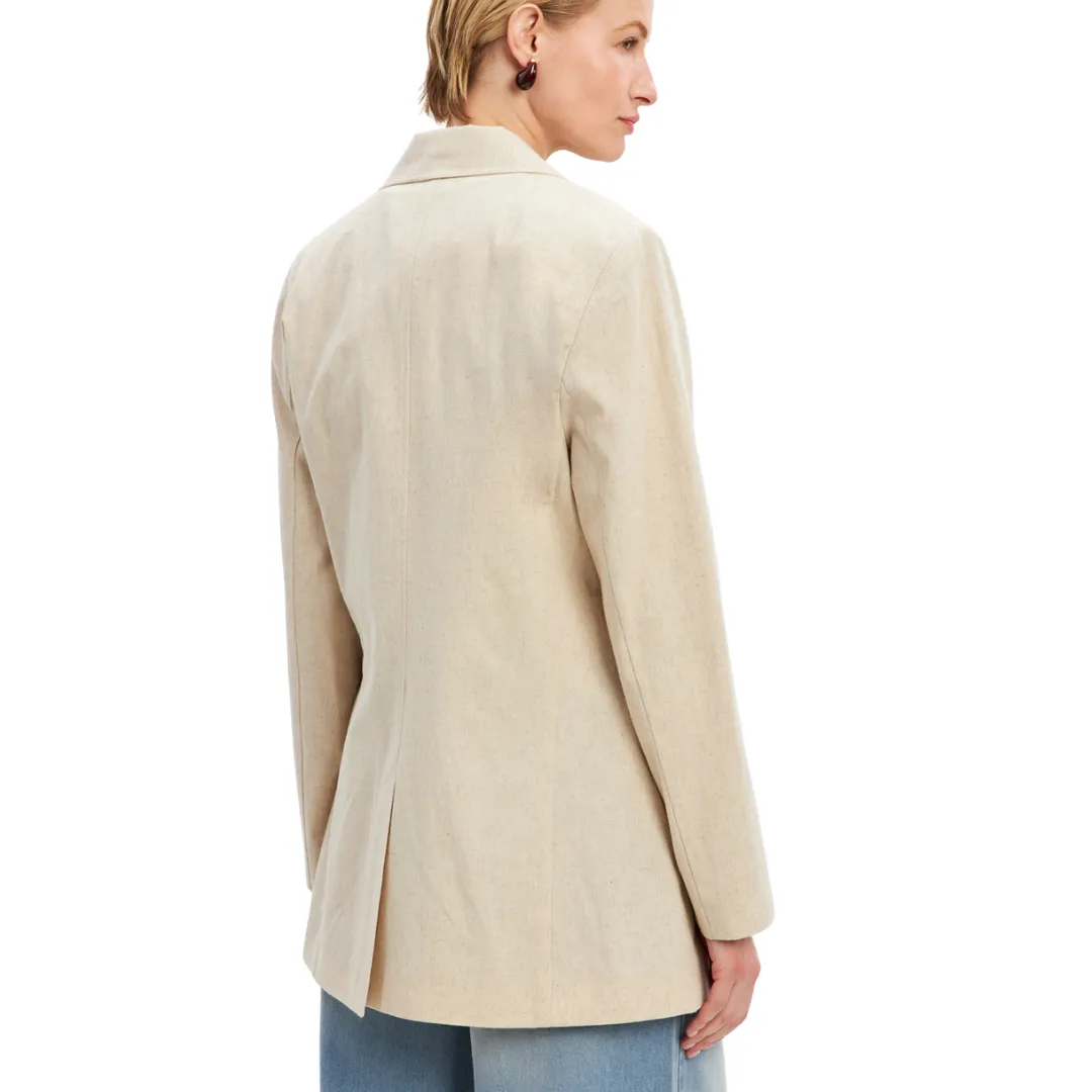 One Button Detailed Linen Jacket