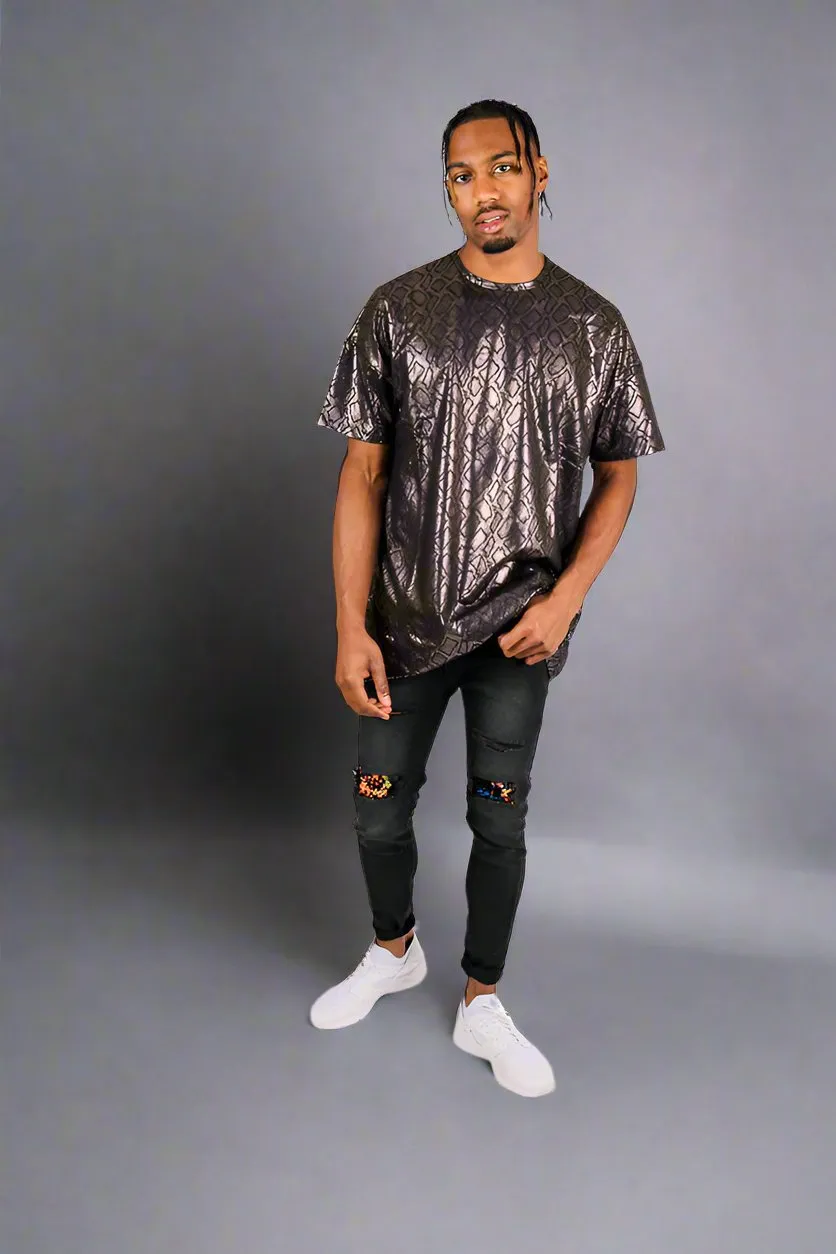 Oversized T-shirt In Metallic Snake