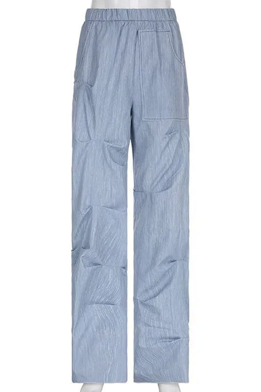 PA015 Ruched High Waist Casual Pants