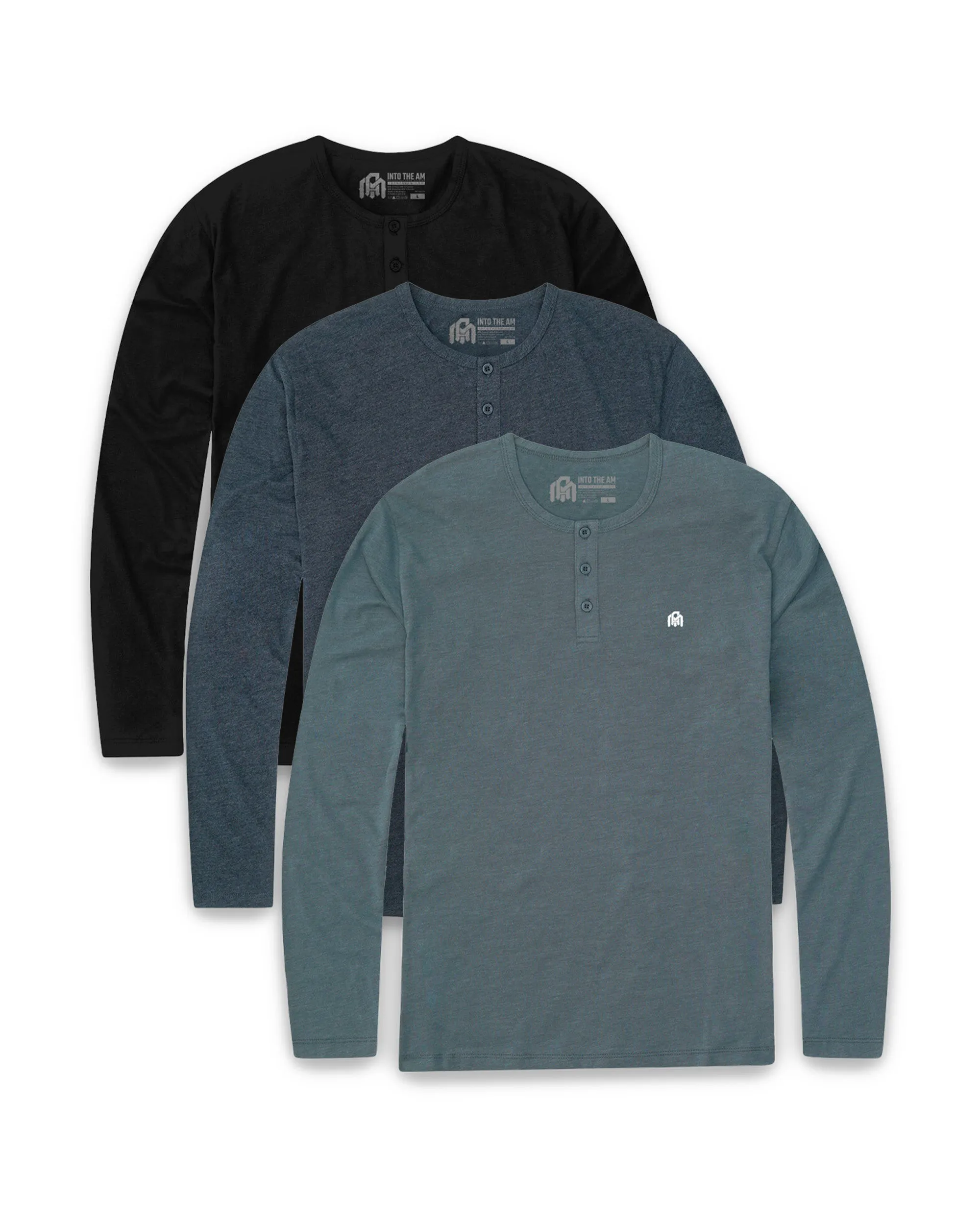 Pack of the Week - 3 Pack Long Sleeve Henley Tee - Branded